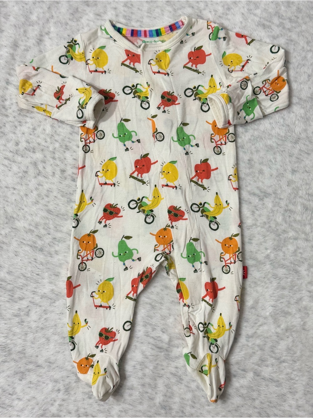 Magnetic Me Active Fruit Footie Sleeper Newborn Baby Modal Cream Neutral Sporty